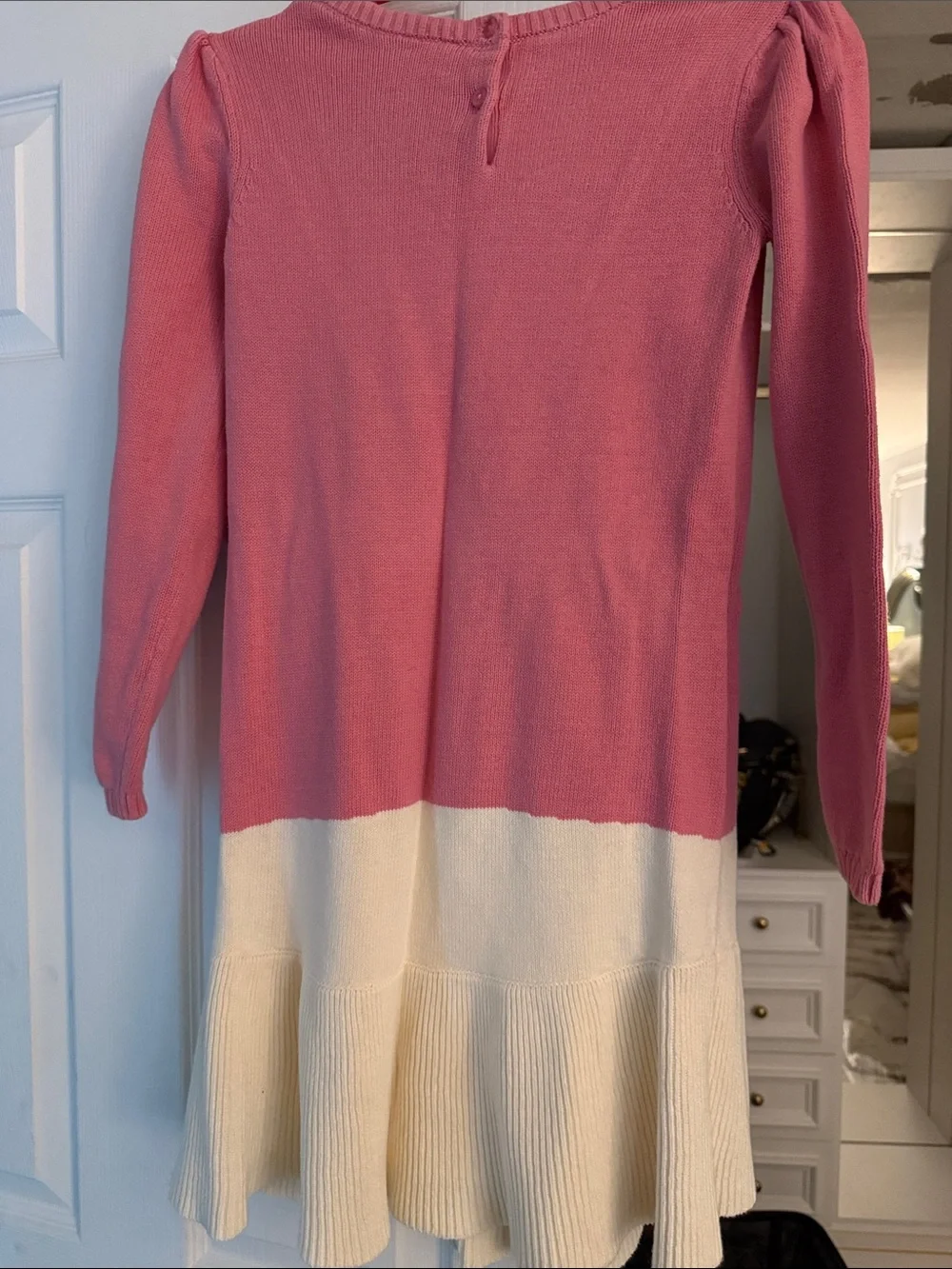 Gymboree Pink and Cream Knit Dress with Bear Appliqué